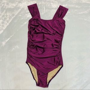 Albion Fit Off Shoulder One-Piece Swimsuit Plum